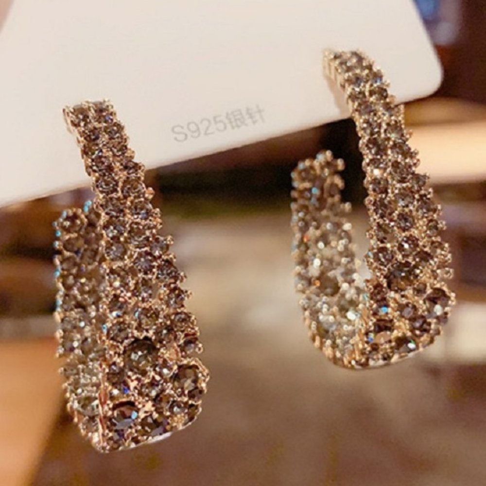 Pavé Open Medium Hoop Earrings